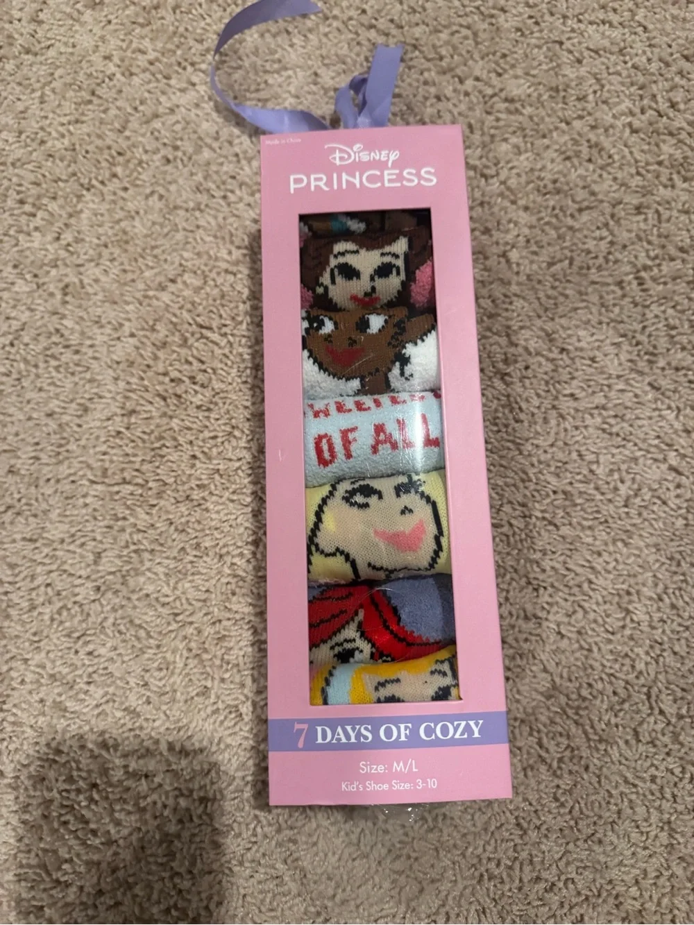 Disney Princess 7 Days of Cozy Socks - Pink Packaging